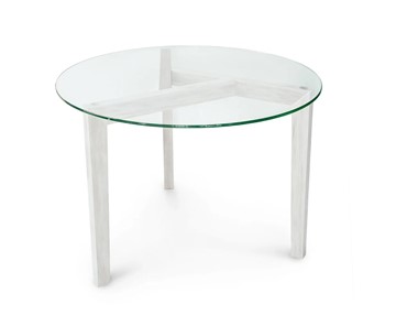 Круглый столик Оникс-7, Выбеленный дуб/Прозрачное стекло в Костроме