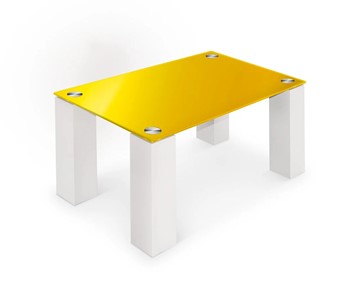 Журнальный столик Колизей-8, белый/желтое стекло в Костроме