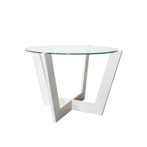 Круглый столик Оникс-10, Выбеленный дуб/Прозрачное стекло в Костроме