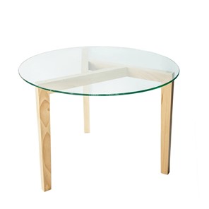 Круглый столик Оникс-7, Натуральный массив/Прозрачное стекло в Костроме
