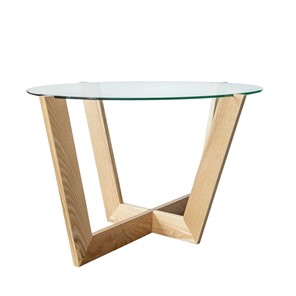 Овальный столик Оникс-6, Натуральный массив/Прозрачное стекло в Костроме