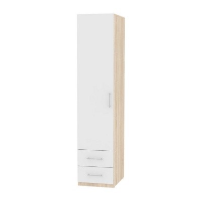 Распашной шкаф Риал (H20) 198х45х45 ручка рейлинг, Белый/ДСС в Костроме - изображение