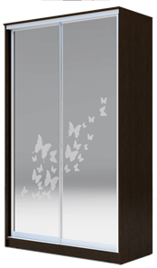 Шкаф 2-х дверный 2200х1682х420 два зеркала, "Бабочки" ХИТ 22-4-17-66-05 Венге Аруба в Костроме