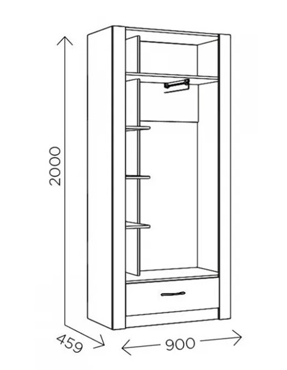 Шкаф гардеробный Ева 5 М1 дуб ирландский/белый матовый в Костроме - изображение 2