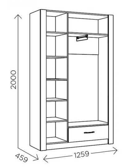 Шкаф гардеробный Ева 5 М2 дуб ирландский/белый матовый в Костроме - изображение 2