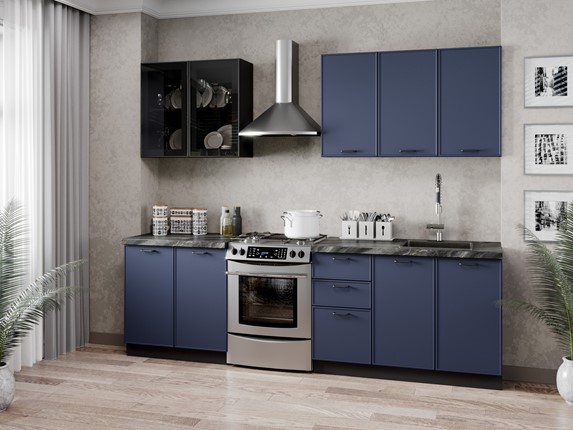 Кухонный гарнитур 2600 Индиго, Черный/Темно-синий в Костроме - изображение