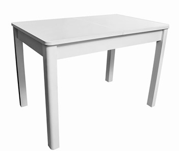 Кухонный стол раздвижной Айсберг-07 СТ1, белое ЛДСП/стекло белое/прямые массив белый в Костроме