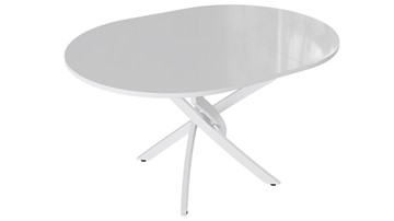Кухонный стол раздвижной Diamond тип 3 (Белый муар/Белый глянец) в Костроме - предосмотр 1