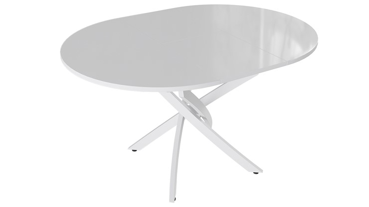 Кухонный стол раздвижной Diamond тип 3 (Белый муар/Белый глянец) в Костроме - изображение 1