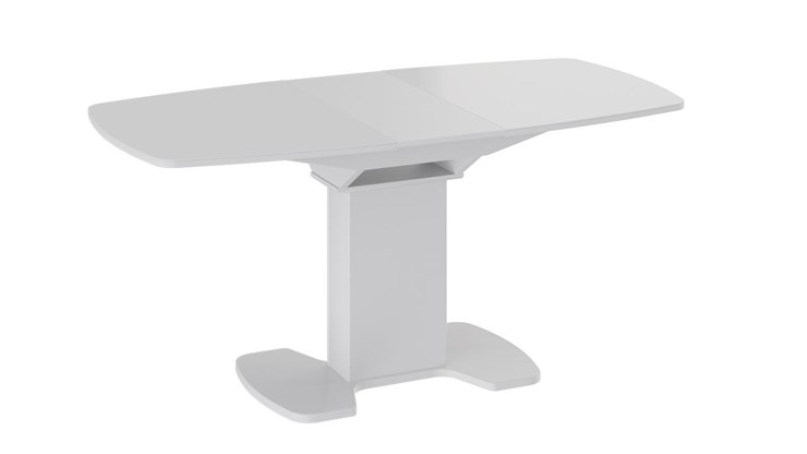 Кухонный раскладной стол Портофино (СМ(ТД)-105.02.11(1)), цвет Белый глянец/Стекло белое в Костроме - изображение 1