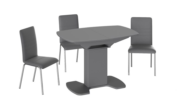 Кухонный раскладной стол Портофино (СМ(ТД)-105.01.11(1)), цвет Серое/Стекло серое матовое LUX в Костроме - изображение 2