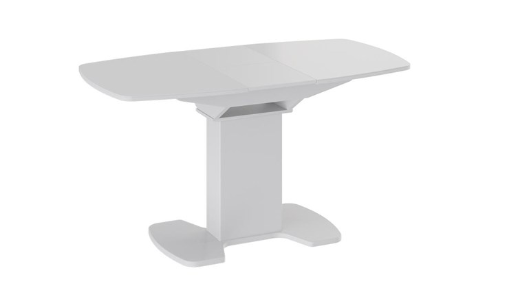 Кухонный стол раскладной Портофино (СМ(ТД)-105.01.11(1)), цвет  Белый глянец/Стекло белое в Костроме - изображение 2