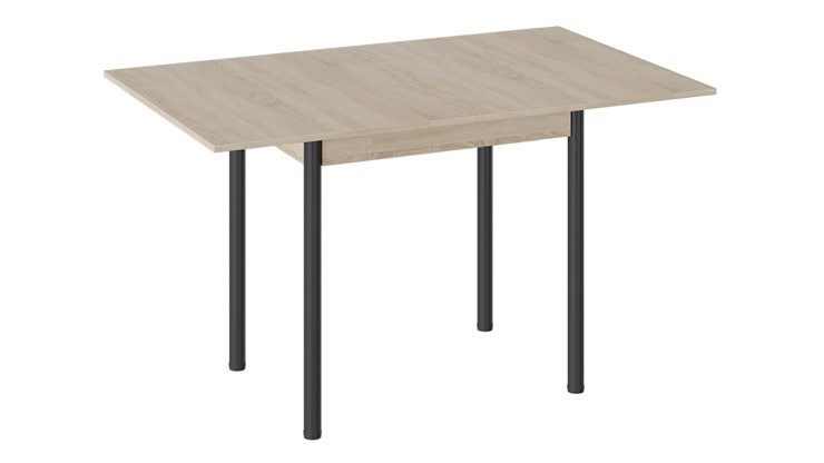 Обеденный раздвижной стол Родос тип 2 с опорой d40 (Черный муар/Дуб Сонома) в Костроме - изображение 1