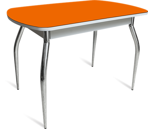 Обеденный стол ПГ-04 СТ белое/оранжевое/хром фигурные в Костроме - изображение
