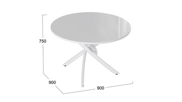 Кухонный обеденный стол Diamond тип 2 (Белый муар/Белый глянец) в Костроме - предосмотр 1