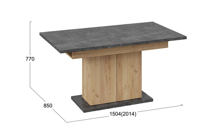 Кухонный раздвижной стол Детройт тип 1 (Дуб Крафт золотой/Ателье) в Костроме - изображение 4