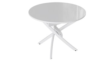 Кухонный стол раздвижной Diamond тип 3 (Белый муар/Белый глянец) в Костроме - предосмотр
