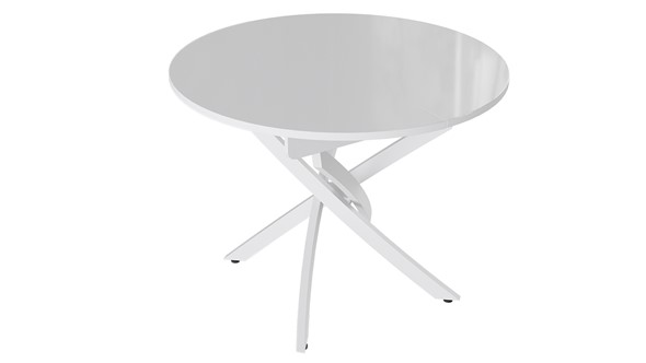 Кухонный стол раздвижной Diamond тип 3 (Белый муар/Белый глянец) в Костроме - изображение