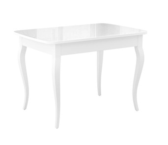 Кухонный раскладной стол Dikline M110 Белый/стекло белое глянец/ножки MC белые в Костроме