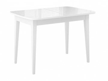 Кухонный раздвижной стол Dikline M110 Белый/стекло белое глянец/ножки MM белые в Костроме