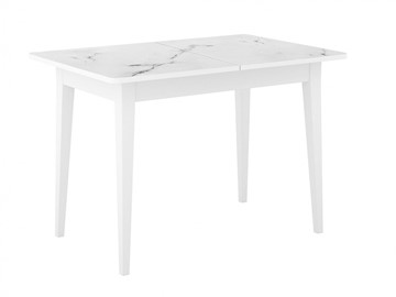 Раздвижной стол Dikline M110 Белый/стекло белый мрамор сатин/ножки MM белые в Костроме