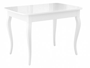 Кухонный раскладной стол Dikline M120 Белый/стекло белое глянец/ножки MC белые в Костроме