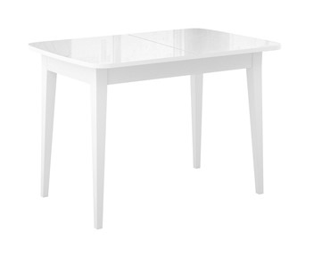 Кухонный стол раздвижной Dikline M120 Белый/стекло белое глянец/ножки MM белые в Костроме