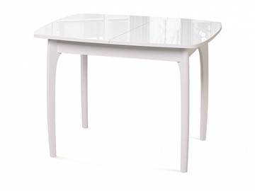 Кухонный стол раскладной Dikline M40 стекло белое/ножки белые в Костроме