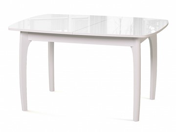 Кухонный раскладной стол Dikline M20 стекло белое/ножки белые в Костроме