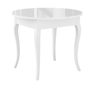 Кухонный стол раскладной Dikline MR100 Белый/стекло белое глянец/ножки MC белые в Костроме