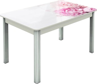 Обеденный раздвижной стол Гамбург исп.2 ноги метал. крашеные №23, Фотопечать (Цветы №49) в Костроме