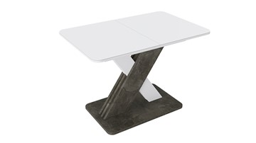 Кухонный стол раздвижной Люксембург тип 1 (Белый/Ателье темный/Стекло белое матовое) в Костроме