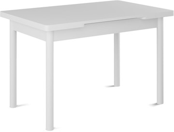 Кухонный стол раскладной Милан-1 EVO, ноги металлические белые, белый цемент в Костроме