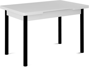 Кухонный раздвижной стол Милан-1 EVO, ноги металлические черные, белый цемент в Костроме