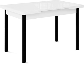 Раздвижной стол Милан-1 EVO, ноги металлические черные, стекло белое/серый в Костроме