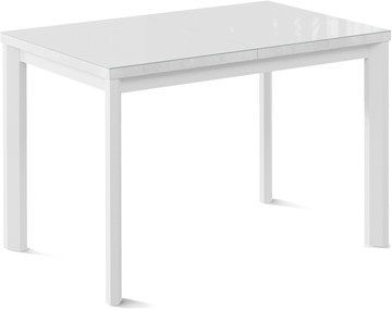 Кухонный раскладной стол Нагано-1G (ноги металлические белые, стекло cristal/белый цемент) в Костроме