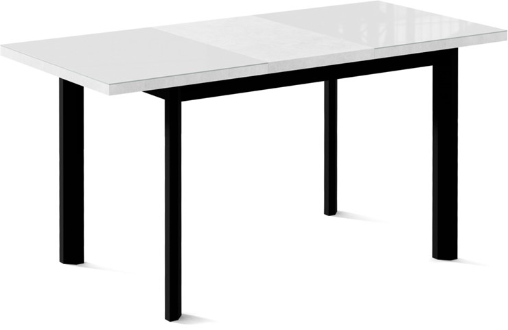 Раздвижной стол Нагано-2G (ноги черные, стекло cristal/белый цемент) в Костроме - изображение 1