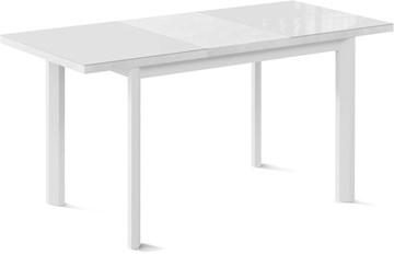 Кухонный стол раздвижной Нагано-3G (ноги металлические белые, стекло cristal/белый цемент) в Костроме - предосмотр 1