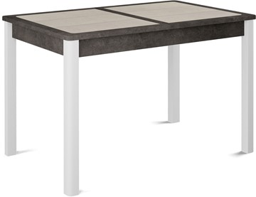 Раздвижной стол Ницца-1 ПЛ (ноги белые, плитка бежевая/серый камень) в Костроме