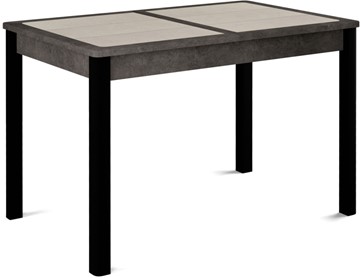 Кухонный раскладной стол Ницца-1 ПЛ (ноги черные, плитка бежевая/серый камень) в Костроме