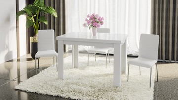 Кухонный раздвижной стол Норман тип 1, цвет Белый/Стекло белый глянец в Костроме - предосмотр 4