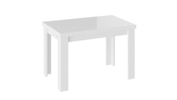 Кухонный раздвижной стол Норман тип 1, цвет Белый/Стекло белый глянец в Костроме - изображение