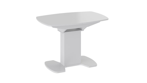 Кухонный стол раскладной Портофино (СМ(ТД)-105.01.11(1)), цвет  Белый глянец/Стекло белое в Костроме - изображение
