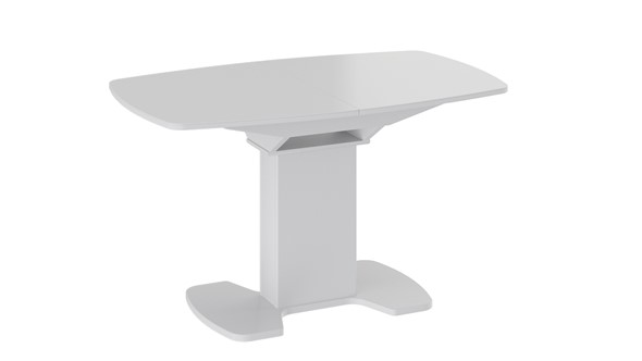 Кухонный раскладной стол Портофино (СМ(ТД)-105.02.11(1)), цвет Белый глянец/Стекло белое в Костроме - изображение