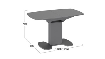 Раздвижной стол Портофино (СМ(ТД)-105.02.11(1)), цвет Серое/Стекло серое матовое LUX в Костроме - предосмотр 1