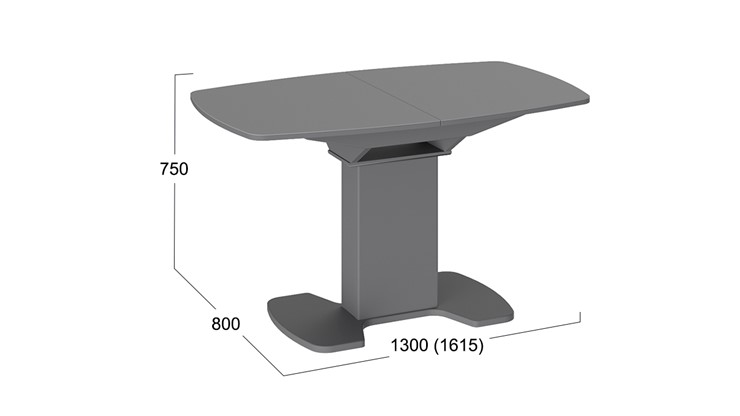 Раздвижной стол Портофино (СМ(ТД)-105.02.11(1)), цвет Серое/Стекло серое матовое LUX в Костроме - изображение 1