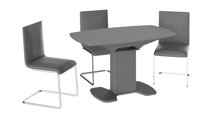 Раздвижной стол Портофино (СМ(ТД)-105.02.11(1)), цвет Серое/Стекло серое матовое LUX в Костроме - изображение 2