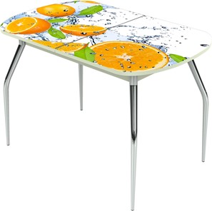 Кухонный раздвижной стол Ривьера исп.1 ноги метал. крашеные №24 Фотопечать (Фрукты №16) в Костроме