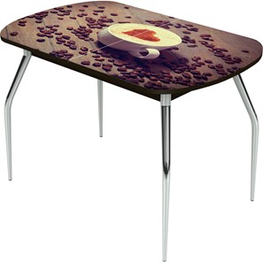 Раздвижной стол Ривьера исп.1 ноги метал. крашеные №24 Фотопечать (Кофе №20) в Костроме