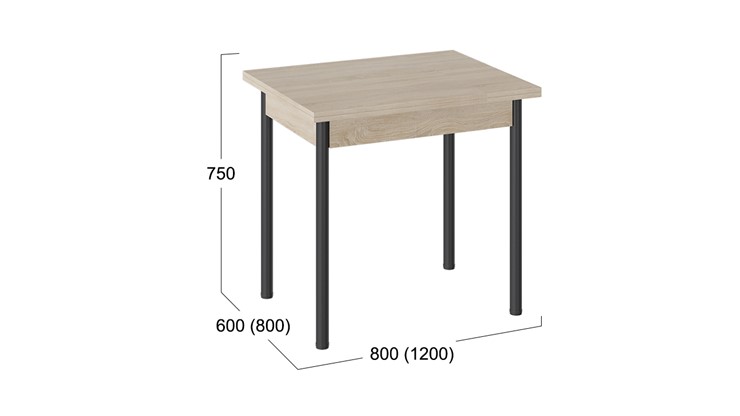 Обеденный раздвижной стол Родос тип 2 с опорой d40 (Черный муар/Дуб Сонома) в Костроме - изображение 2